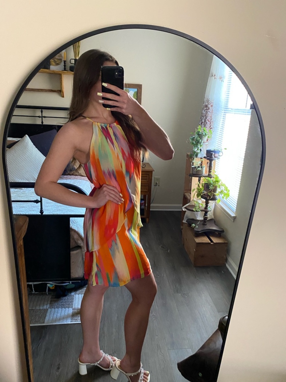 Bisou Bisou Colorful Halter Layered Shift Summer Cocktail Dress - Women’s 4